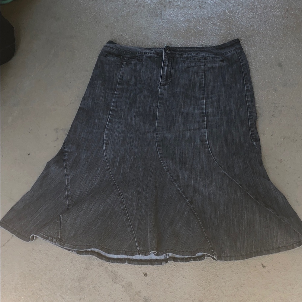 Women’s Maxi Denim Skirt - Washed Gray - Picture 2 of 10